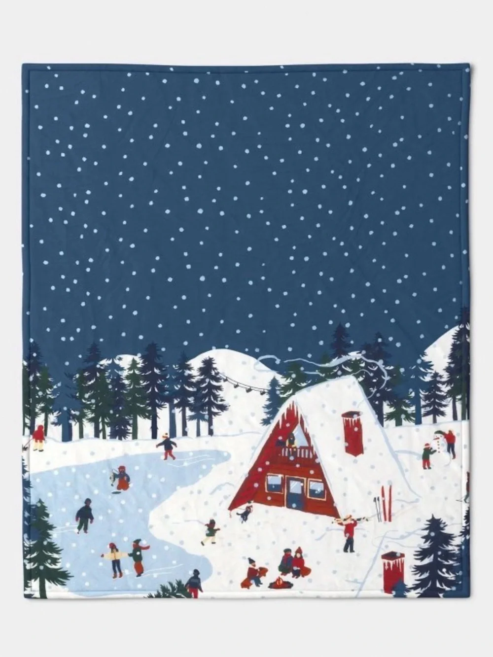 Room Essentials Blue and Red Snowy Lodge Holiday Throw